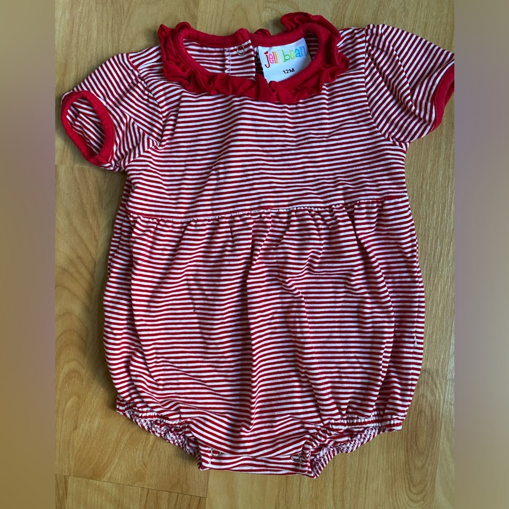 Jellybean Red and White Striped Bubble Outfit